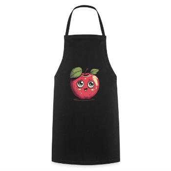 Cute kawaii apple for fruit lovers - Cooking Apron - black - Front - AI Model Male 185 dark (185cm)