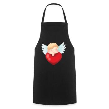 Ange Cherup Coeur d’ange Bébé Ange - Tablier de cuisine - noir - Devant - AI Model Male 185 dark (185cm)