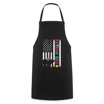 Papa autiste - Tablier de cuisine - noir - Devant - AI Model Male 185 dark (185cm)