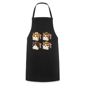 Sushi Food Japon Nigiri Cadeau - Tablier de cuisine - noir - Devant - AI Model Male 185 dark (185cm)