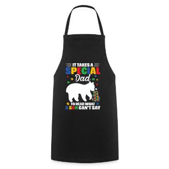 Journée de sensibilisation aux pères autistes - Tablier de cuisine - noir - Devant - AI Model Male 185 dark (185cm)