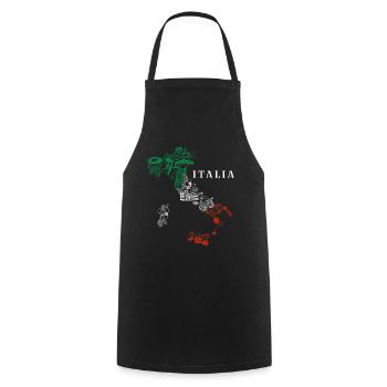 Italy Map Italian Italian - Cooking Apron - black - Front - AI Model Male 185 dark (185cm)