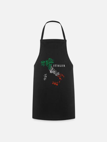 Italy Map Italian Italian - Cooking Apron - black