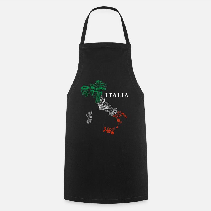 Italy Map Italian Italian - Cooking Apron - black