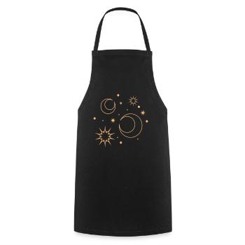 Sun and Moon Stars Universe - Cooking Apron - black - Front - AI Model Male 185 dark (185cm)