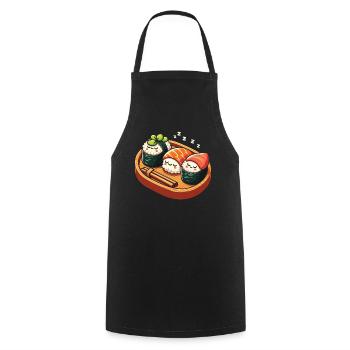 Sushi Essen Japan Nigiri Geschenk - Kochschürze - Schwarz - Vorne - AI Model Male 185 dark (185cm)