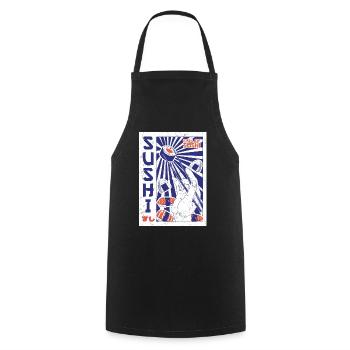 Sushi Food Japon Nigiri Cadeau - Tablier de cuisine - noir - Devant - AI Model Male 185 dark (185cm)