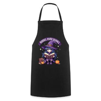 Humor Girl Loves to Read Halloween Woman - Cooking Apron - black - Front - AI Model Male 185 dark (185cm)