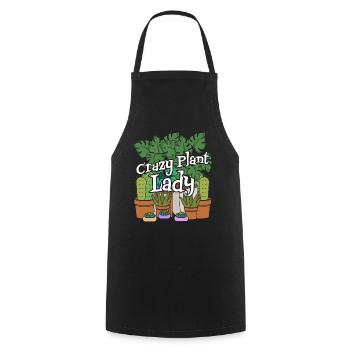 Crazy Plant Lady Plants Potted Plant - Cooking Apron - black - Front - AI Model Male 185 dark (185cm)
