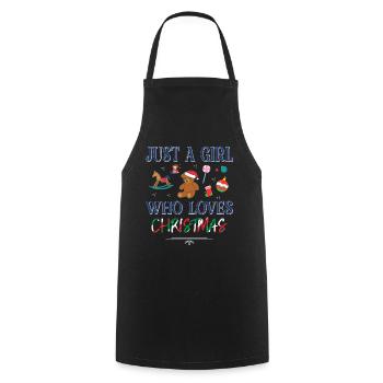 Just a Girl Who Loves Christmas – Christmas Design - Cooking Apron - black - Front - AI Model Male 185 dark (185cm)