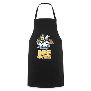 Clock Bee on Time Funny Graphic - Cooking Apron - black - Front - AI Model Male 185 dark (185cm)