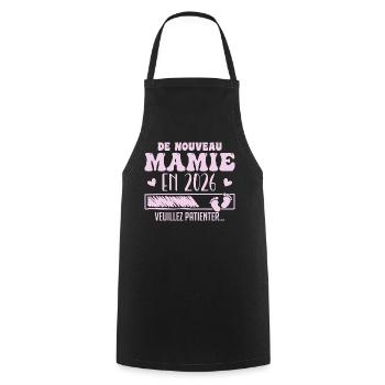Grossesse Grand Mère Encore Mamie 2026 - Tablier de cuisine - noir - Devant - AI Model Male 185 dark (185cm)
