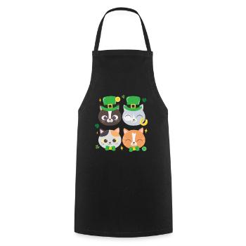 Cat Kitten St Patrick's Day - Cooking Apron - black - Front - AI Model Male 185 dark (185cm)