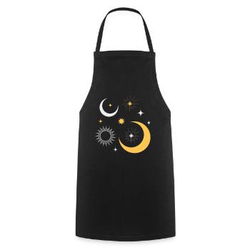 Sun and Moon Stars Universe - Cooking Apron - black - Front - AI Model Male 185 dark (185cm)