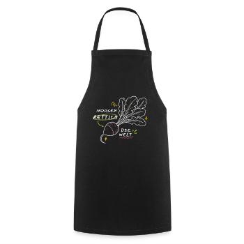 Radis du matin Le dicton de radis du monde - Tablier de cuisine - noir - Devant - AI Model Male 185 dark (185cm)