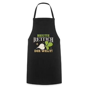 Aujourd’hui Radis Le Radis du Monde Dicton - Tablier de cuisine - noir - Devant - AI Model Male 185 dark (185cm)
