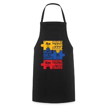 Journée de sensibilisation à l’autisme Cadeau autiste - Tablier de cuisine - noir - Devant - AI Model Male 185 dark (185cm)