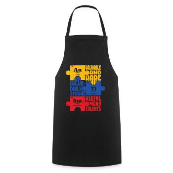 Autisme - Tablier de cuisine - noir - Devant - AI Model Male 185 dark (185cm)