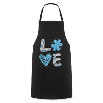 Autisme - Tablier de cuisine - noir - Devant - AI Model Male 185 dark (185cm)