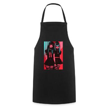 Horror Anime Manga Japan Japanese Creepy Kawaii - Cooking Apron - black - Front - AI Model Male 185 dark (185cm)