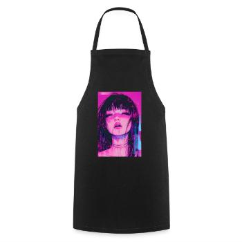 Anime Fille Vaporwave Glitchcore Pastel Goth - Tablier de cuisine - noir - Devant - AI Model Male 185 dark (185cm)
