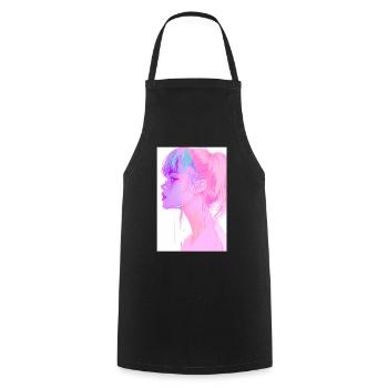 Anime Fille Vaporwave Glitchcore Pastel Goth - Tablier de cuisine - noir - Devant - AI Model Male 185 dark (185cm)