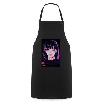 Anime Fille Vaporwave Glitchcore Pastel Goth - Tablier de cuisine - noir - Devant - AI Model Male 185 dark (185cm)