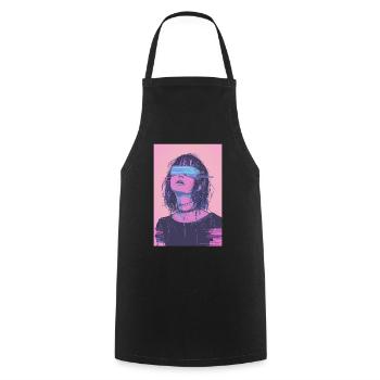 Anime Fille Vaporwave Glitchcore Pastel Goth - Tablier de cuisine - noir - Devant - AI Model Male 185 dark (185cm)