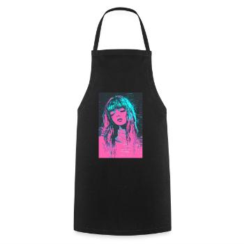 Anime Fille Vaporwave Glitchcore Pastel Goth - Tablier de cuisine - noir - Devant - AI Model Male 185 dark (185cm)