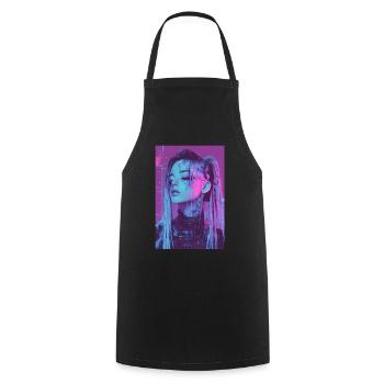 Anime Fille Vaporwave Glitchcore Pastel Goth - Tablier de cuisine - noir - Devant - AI Model Male 185 dark (185cm)
