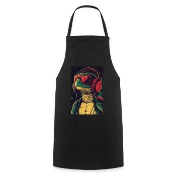 Turtle Headphones Headphones Music - Cooking Apron - black - Front - AI Model Male 185 dark (185cm)
