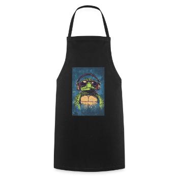Turtle Headphones Headphones Music - Cooking Apron - black - Front - AI Model Male 185 dark (185cm)