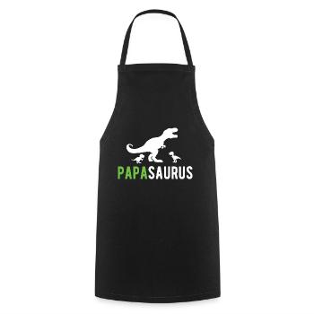 Papasaurus Papa T-Rex 2 Kinder Dino Vater Vatertag - Kochschürze - Schwarz - Vorne - AI Model Male 185 dark (185cm)