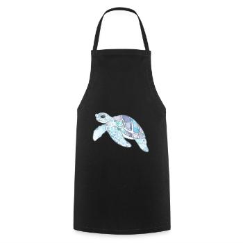 Douce Aquarelle Tortue Mer Vie aquatique - Tablier de cuisine - noir - Devant - AI Model Male 185 dark (185cm)