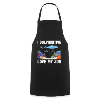 Dolphin Diving Diver Marine Biologist Zooologist - Cooking Apron - black - Front - AI Model Male 185 dark (185cm)