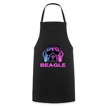 Beagle Synthwave 90s Dog Gift Retro - Cooking Apron - black - Front - AI Model Male 185 dark (185cm)