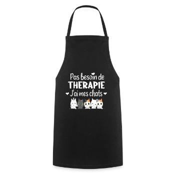 J'ai mes chats. Humour cadeau passion chat chaton - Tablier de cuisine - noir - Devant - AI Model Male 185 dark (185cm)