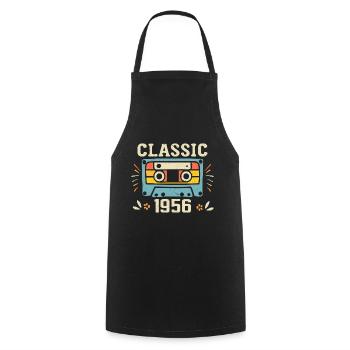 Vintage 1956 Retro Birthday Cassette 1956 - Cooking Apron - black - Front - AI Model Male 185 dark (185cm)