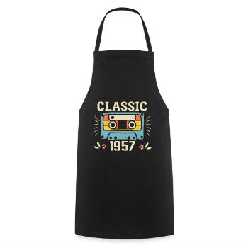 Vintage 1957 Retro Geburtstagskassette 1957 - Kochschürze - Schwarz - Vorne - AI Model Male 185 dark (185cm)
