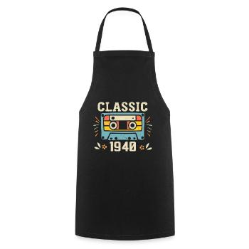 Vintage 1940 Geburtstagskassette Retro 1940 - Kochschürze - Schwarz - Vorne - AI Model Male 185 dark (185cm)