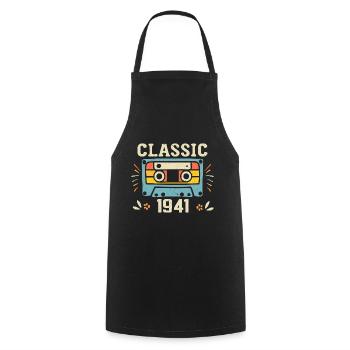 Vintage 1941 Cassette D'anniversaire Rétro 1941 - Tablier de cuisine - noir - Devant - AI Model Male 185 dark (185cm)