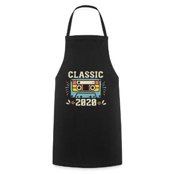 Vintage 2020 Cassette D'anniversaire Rétro 2020 - Tablier de cuisine - noir - Devant - AI Model Male 185 dark (185cm)