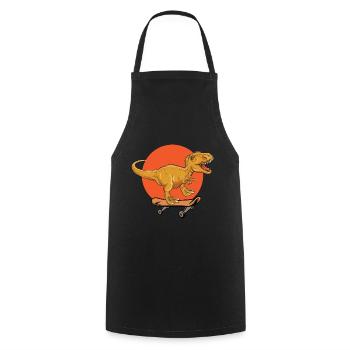 T-Rex dinosaure Trex Dino Skateboard - Tablier de cuisine - noir - Devant - AI Model Male 185 dark (185cm)