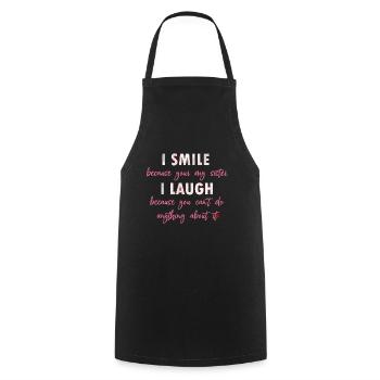 Funny sayings Sister - Cooking Apron - black - Front - AI Model Male 185 dark (185cm)