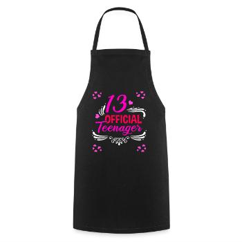 13 Official Teenagers – 13 Years Birthday Girl - Cooking Apron - black - Front - AI Model Male 185 dark (185cm)