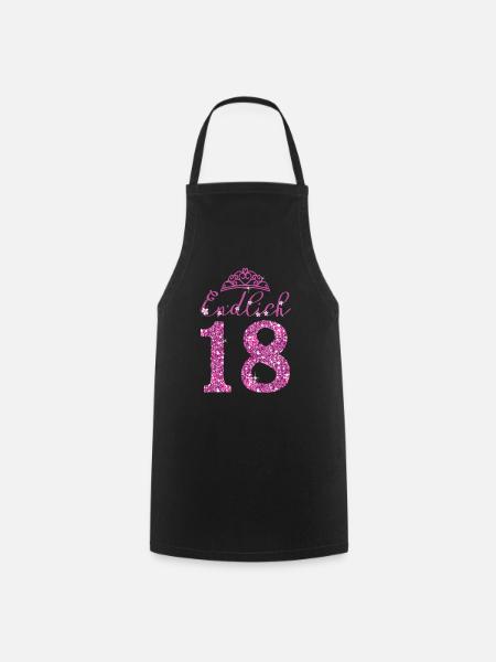 Endlich 18 - Girls Mädchen 18. Geburtstag Geschenk - Kochschürze - Schwarz