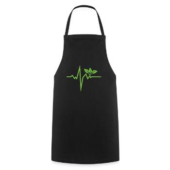 Vegan heartbeat gift vegan veganism - Cooking Apron - black - Front - AI Model Male 185 dark (185cm)