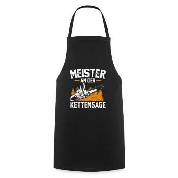 Meister an der Kettensäge - Motorsäge Holz Gärtner - Kochschürze - Schwarz - Vorne - AI Model Male 185 dark (185cm)