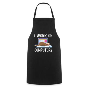 I work on computers Computer Progammierer Geschen - Kochschürze - Schwarz - Vorne - AI Model Male 185 dark (185cm)