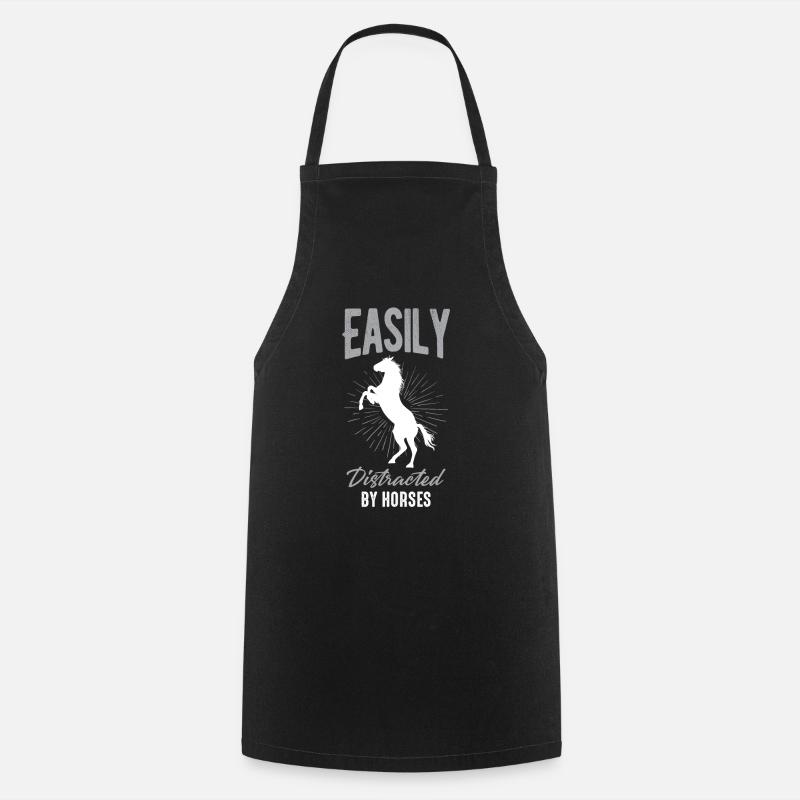 Easily Distracted by Horses - Cooking Apron - black